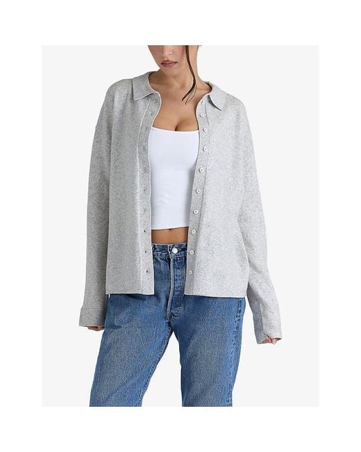 House Of Cb Gray Devon Relaxed-Fit Wool-Blend Shirt
