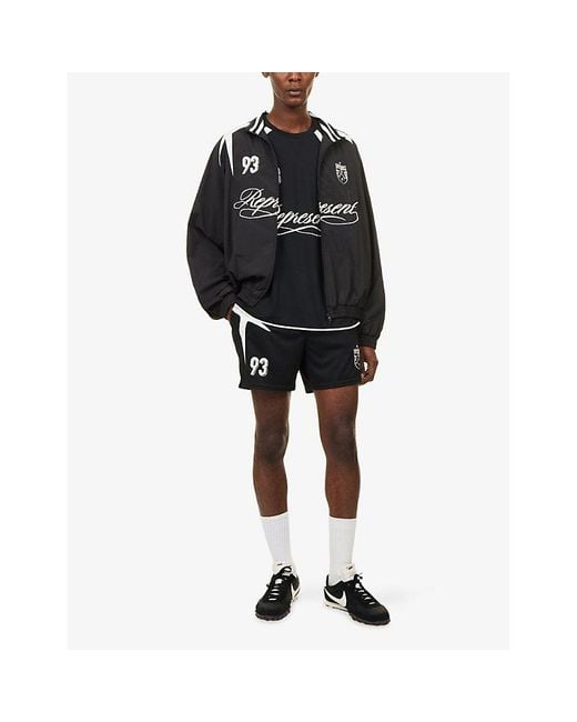 Represent Black Woven Track Star Logo-Embroidered Shell Jacket for men