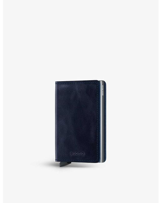 Secrid Slimwallet Vintage Leather And Aluminium Card Holder in Blue | Lyst