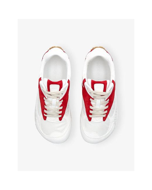 Bottega Veneta Red Orbit Flash Suede And Shell Trainers