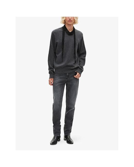 The Kooples Blue Crewneck Relaxed-Fit Stretch-Cashmere Jumper for men