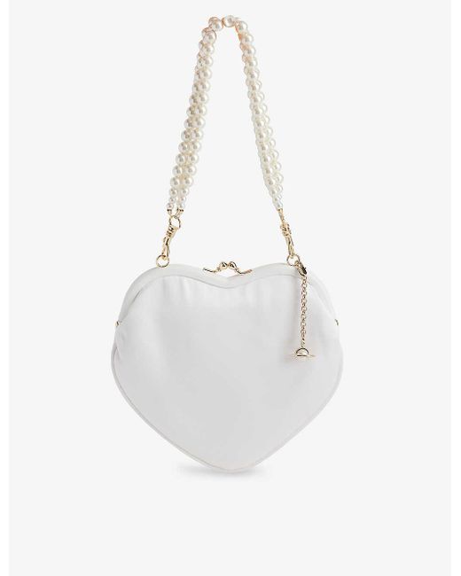 Vivienne Westwood White Belle Heart Frame Silk-blend Satin Top-handle Bag
