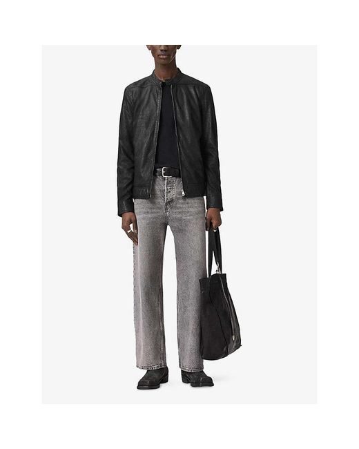 AllSaints Black Colt Regular-Fit Leather Jacket for men