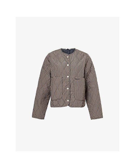 Barbour Brown Check Monroe Quilted Shell Jacket