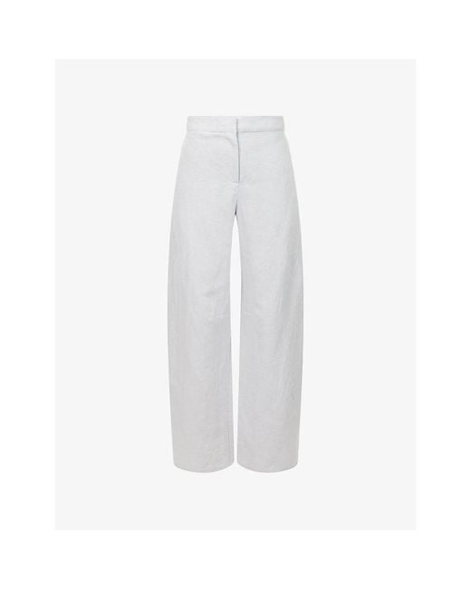 Samsøe & Samsøe White Saroko Wide-Leg Cotton And Linen-Blend Trousers