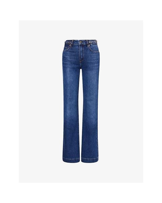 PAIGE Blue Leenah Wide-Leg Denim Jeans