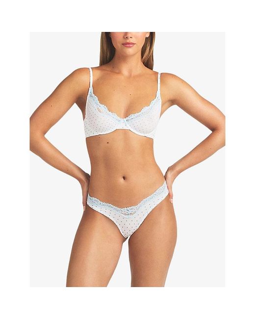 Skims White Fits Everybody Lace Dipped Thong