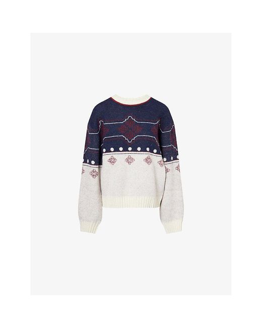 The Couture Club Blue Emblem Fair Isle Knit Jumper