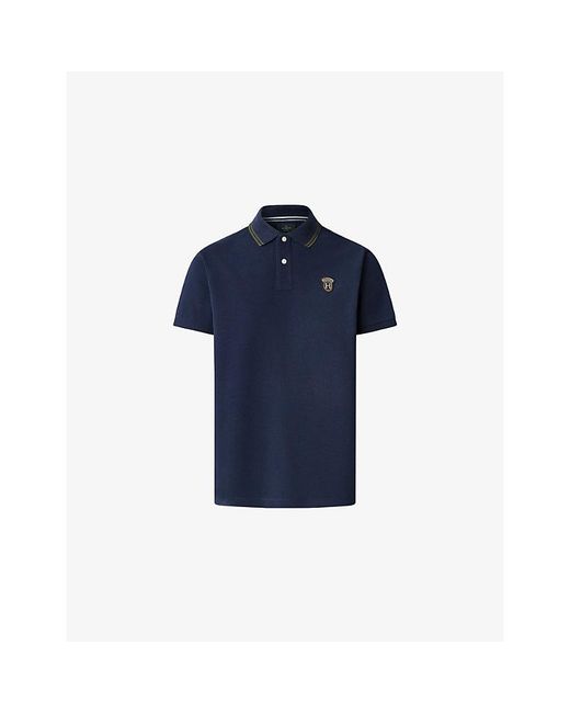 Hackett Blue Heritage Badge Classic-Fit Cotton-Piqué Polo Shirt for men