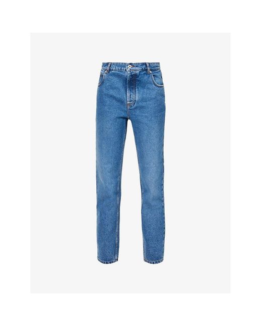 Loewe Blue Anagram-pocket Tapered High-rise Denim Jeans