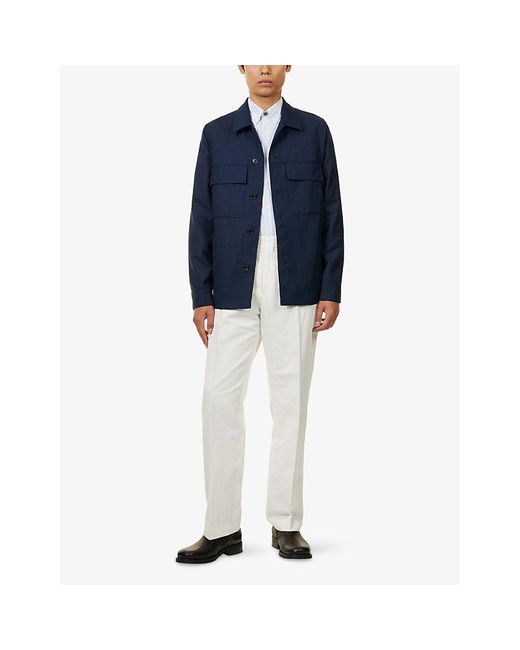 Paul Smith Blue Relaxed-Fit Spread-Collar Wool Jacket for men