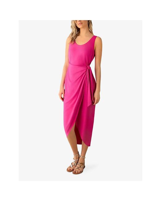 Ro&zo Pink Tie-waist Wrap Stretch-jersey Midi Dress