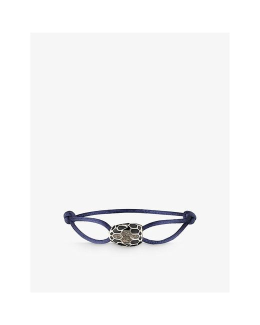 BVLGARI Blue Serpenti Forever-Plated Brass, Hawk's Eye, Enamel And Cord Bracelet