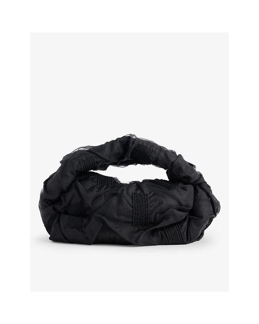 Issey Miyake Black Square Crumpled Tulle Top-handle Bag