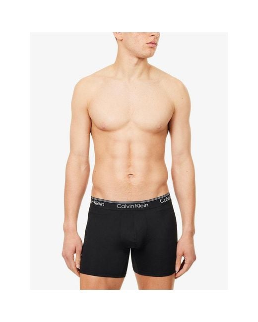 Calvin Klein Blue Micro Logo-Waistband Pack-Of-Five Stretch-Jersey Boxer Briefs for men