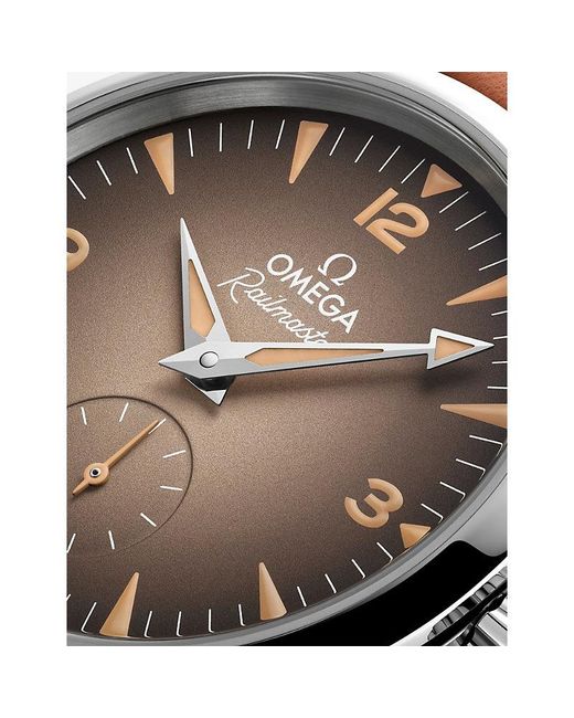 Omega Brown Seamaster Railmaster Stainless-Steel And Leather Automatic Watch 38Mm for men