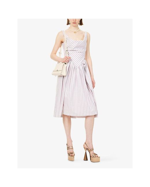 Vivienne Westwood Purple Sunday Stripe Cotton Midi Dress