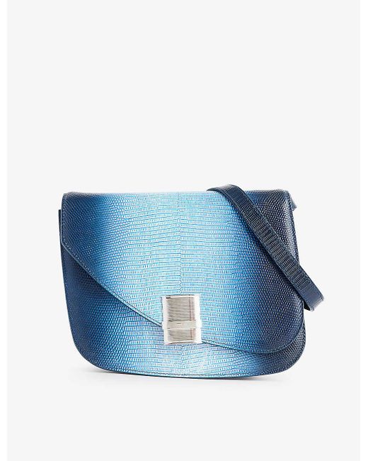 Ferragamo Blue Fiamma Medium Leather Cross-body Bag