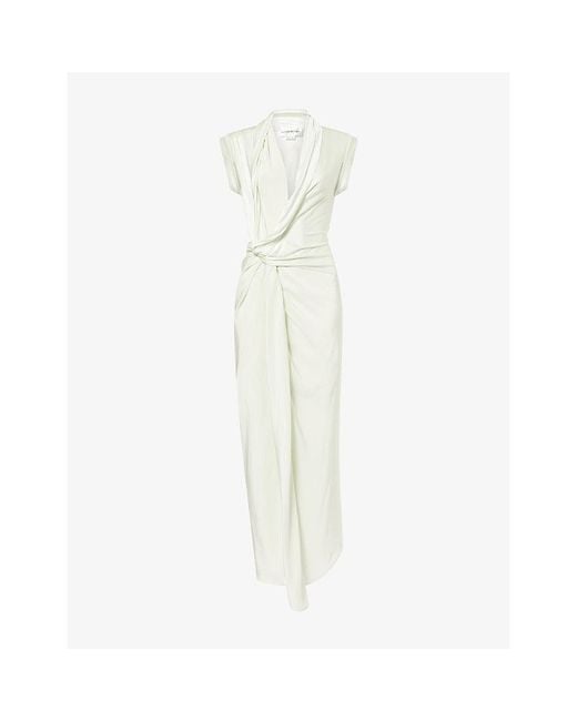 Victoria Beckham White Asymmetric Plunge Stretch-Woven Maxi Dress