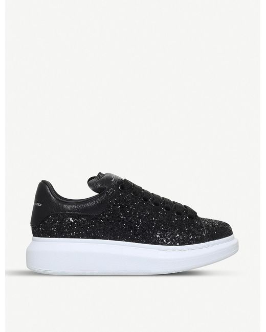 Alexander McQueen Leather Oversized Black Glitter Trainers - Save 51% ...