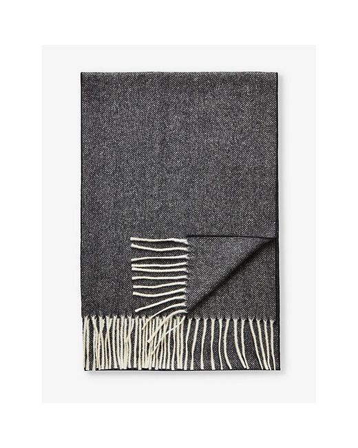 Eton of Sweden Gray Herringbone Wool Scarf for men