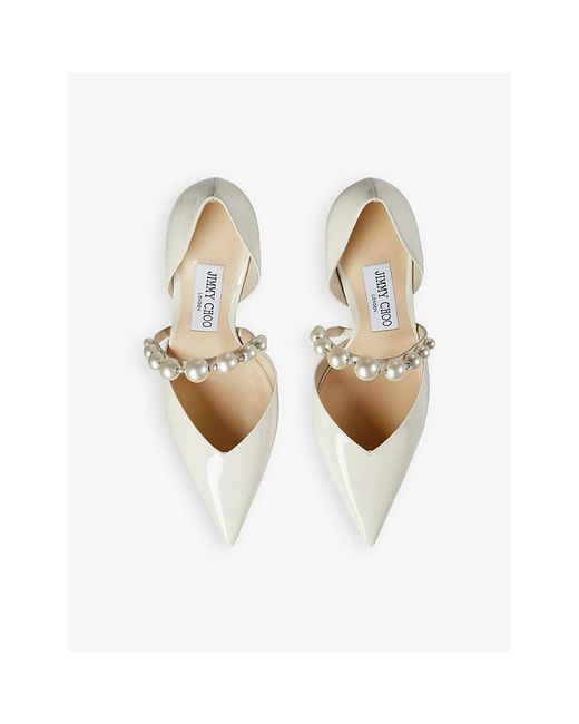 Jimmy Choo White Aurelie 85 Patent-Leather Courts