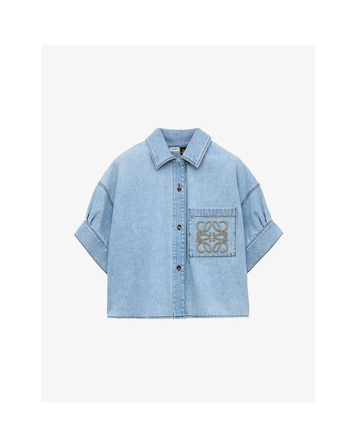 Loewe Blue X Paula's Ibiza Short-Sleeve Denim Shirt