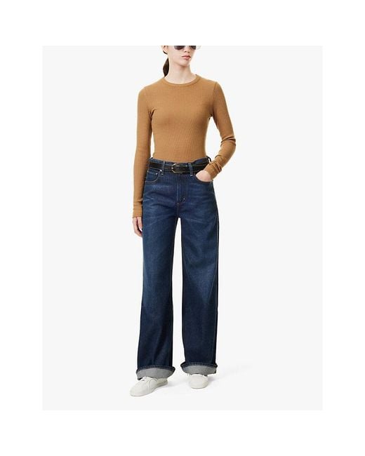 Citizens of Humanity Blue Paloma Baggy Brand-Patch Wide-Leg High-Rise Woven-Blend Jeans