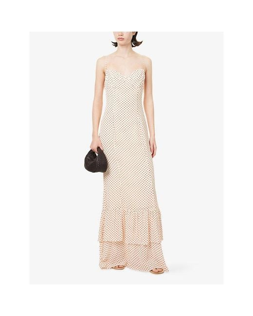 Reformation Natural Fallon Polka-Dot Woven Maxi Dress