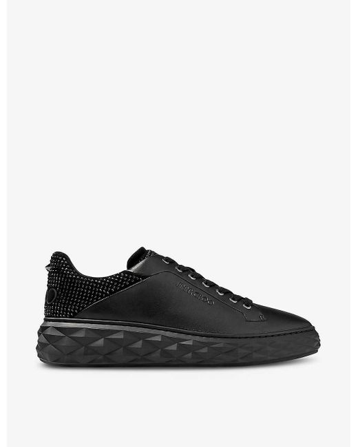 Jimmy Choo Black Diamond Maxi Logo-embossed Leather Low-top Trainers