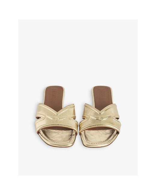 Zadig & Voltaire Natural Azora Metallic-Leather Mules