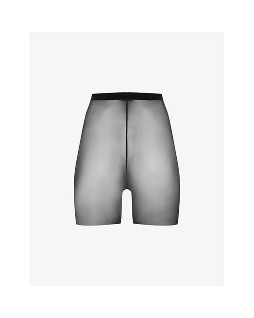 Wolford Gray Semi-Sheer High-Rise Stretch-Tulle Shorts