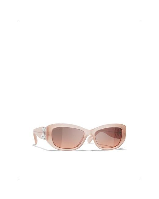 Chanel Pink Rectangle Sunglasses