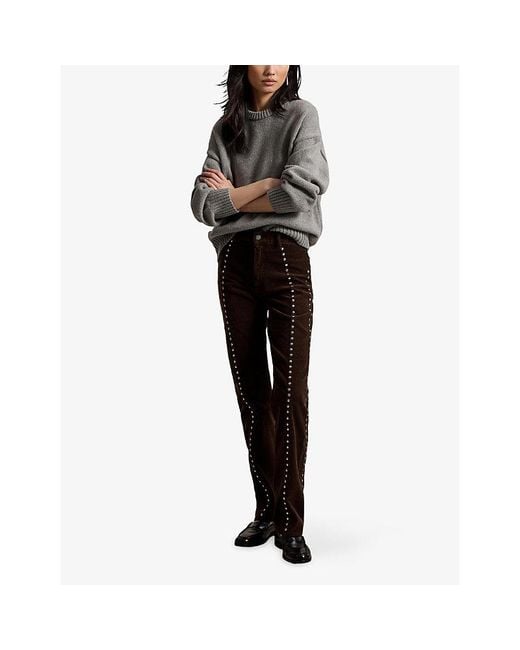 Polo Ralph Lauren Brown Studded Tapered-Leg Corduroy Trousers