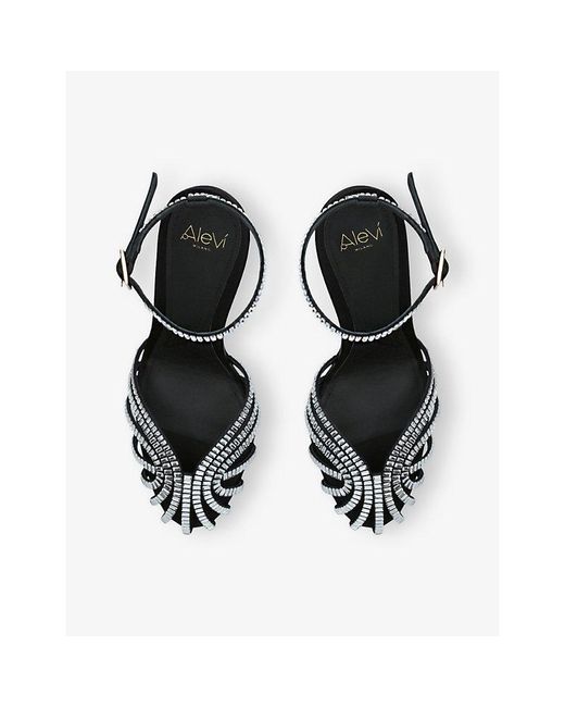 ALEVI Black Penelope 110 Embellished Satin Pumps