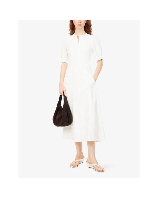 ME+EM White Panelled Fit-And-Flare Woven Maxi Dress