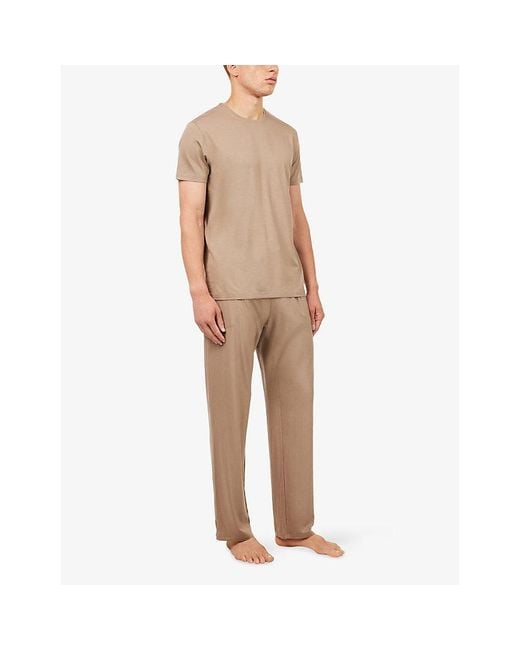 Derek Rose Natural Basel Lounge Modal-Jersey Trousers for men