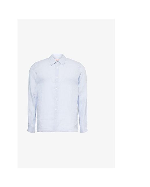 Orlebar Brown Blue Giles Long-Sleeve Linen Shirt for men