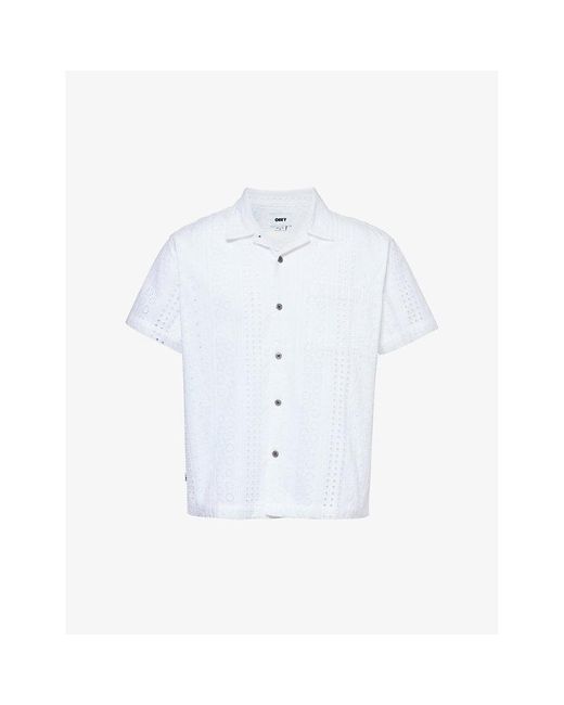 Obey White Sunday Broderie-patterned Cotton Shirt for men