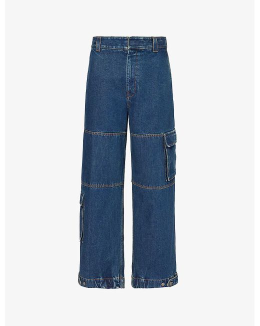 Gucci Blue Cargo Wide-leg Relaxed-fit Jeans for men