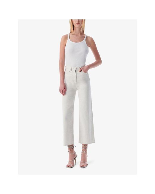 IRO White Martine Wide-leg High-rise Cotton-blend Jeans