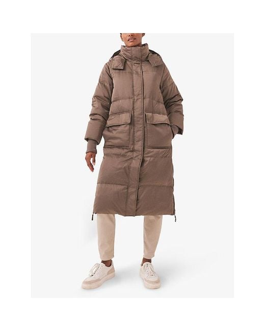 The White Company The Company Longline Detachable Hood Shell Down Puffer Coat in Brown Lyst UK