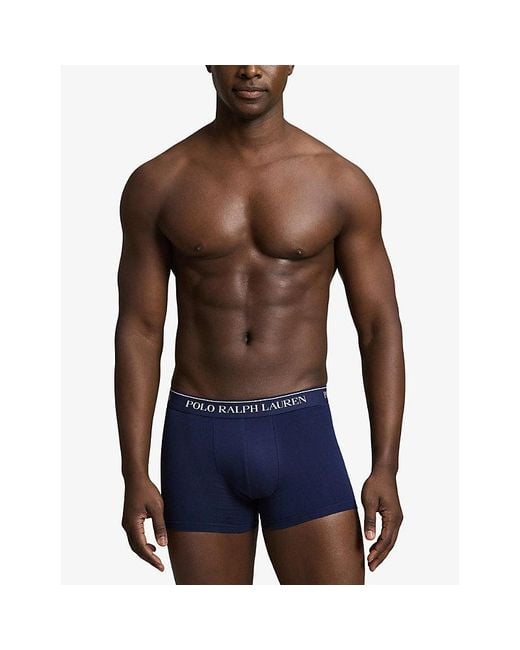 Polo Ralph Lauren Blue Branded Set Of Three Stretch-Cotton Boxers for men
