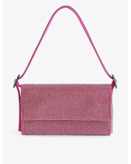 Benedetta Bruzziches Purple Vittissima La Petite Crystal-embellished Mesh Shoulder Bag