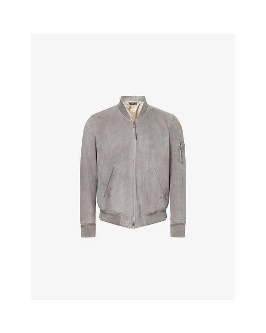 Tom Ford Gray Classic Suede Bomber Jacket for men