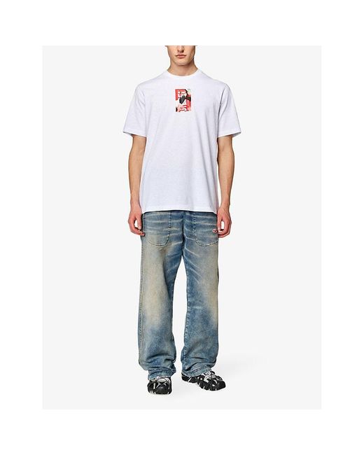 DIESEL White T-just-n11 Branded-print Cotton-jersey T-shirt X for men