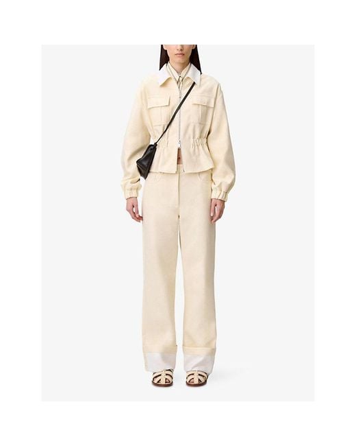 Claudie Pierlot White Chest-Pocket Fitted-Waist Cotton Jacket