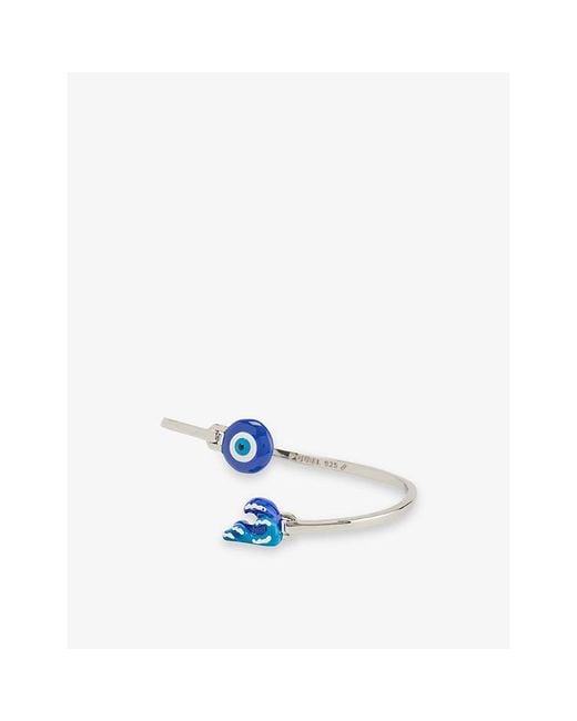 Poubel White Evil Eye La Mer Sterling- Enamelled Bangle for men