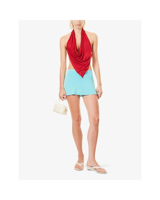 Peachy Den Blue Kylie Low-Rise Stretch-Jersey Skort