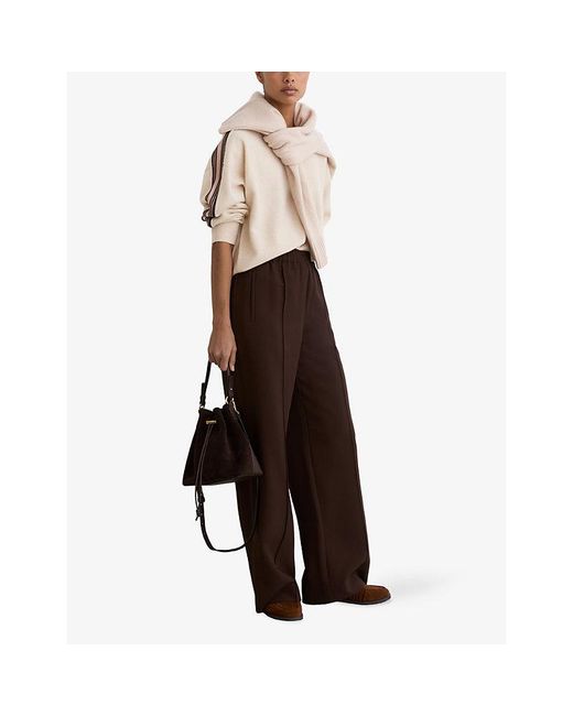 Reiss Natural Carli Side-Stripe Wool And Cashmere Jumper